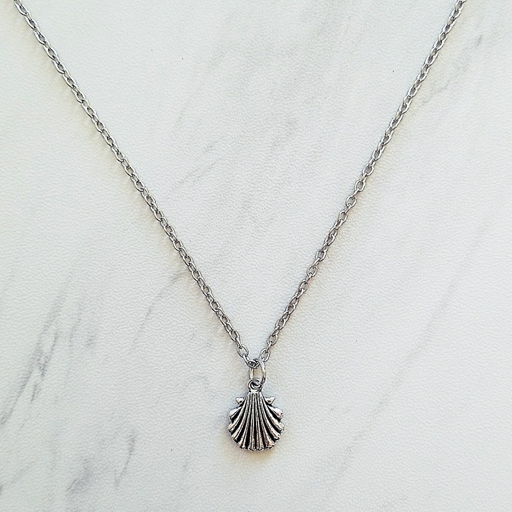 5 for $25 Silver Color Seashell Pendant Necklace - Picture 2 of 5